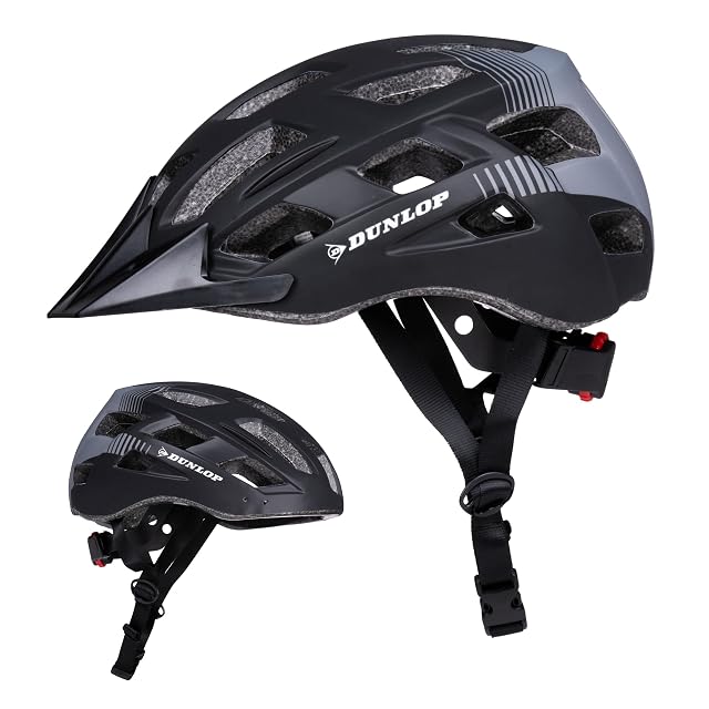 Casco da bici per adulti Dunlop con visiera rimovibile e rotella di regolazione rossa
