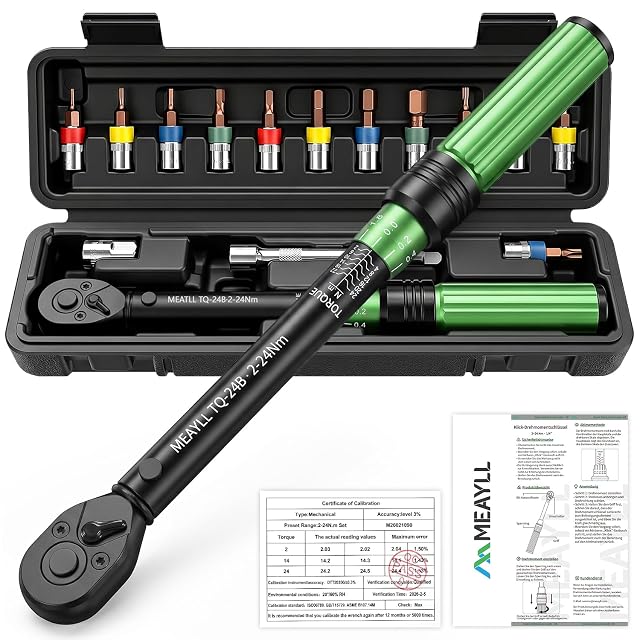 Kit chiave dinamometrica Meayll per bici con inserti e prolunga nella sua valigetta
