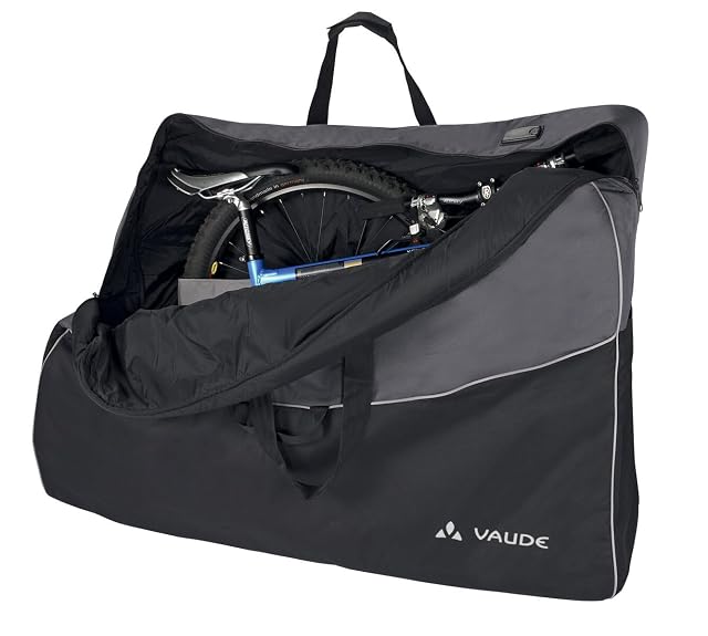 VAUDE Big Bike Bag nera, distesa e aperta