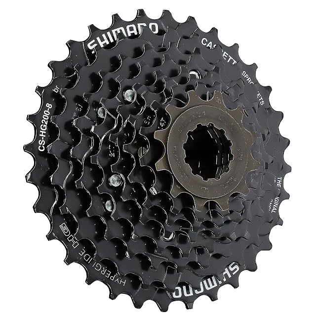 Cassetta Shimano CS-HG200 a 8 velocità con il suo pacco pignoni in vista
