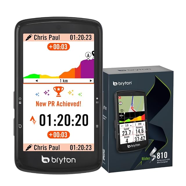 Ciclocomputer Bryton Rider S810 con un ampio schermo touch a colori da 3,5 pollici