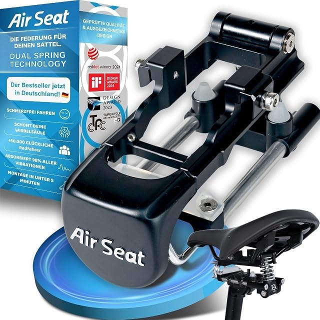 Sospensione a molla Air Seat montata sotto una sella da bicicletta